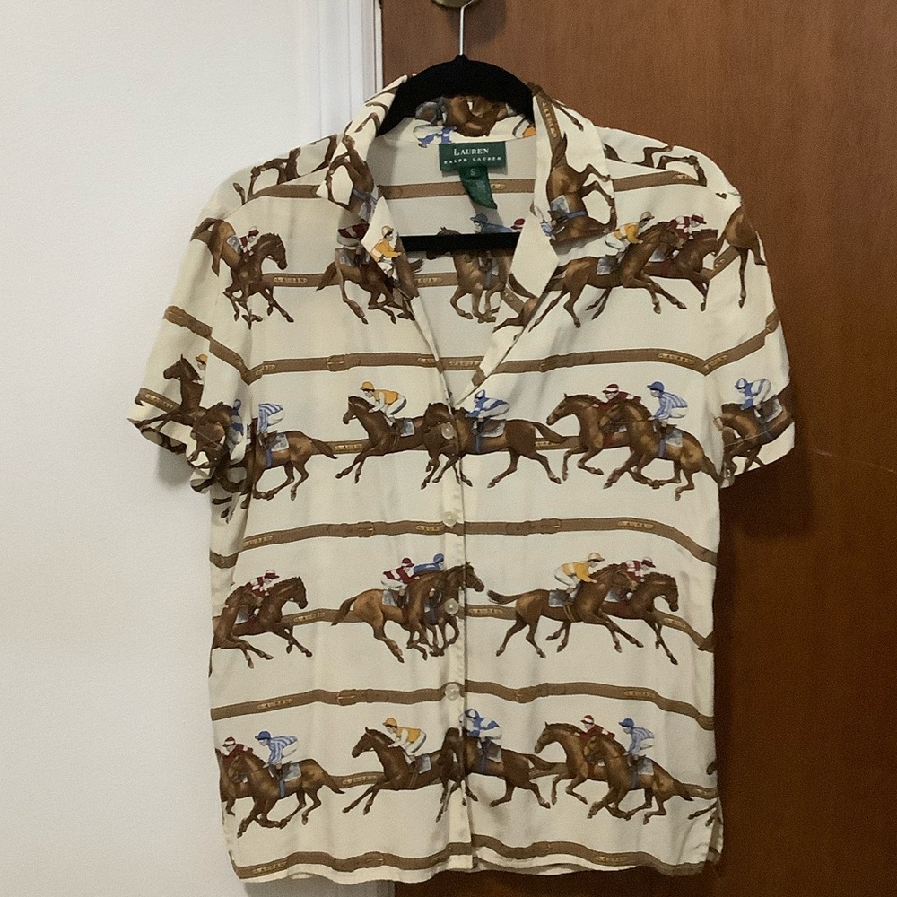 Ralph Lauren women’s Beige Horse Pattern Shirt